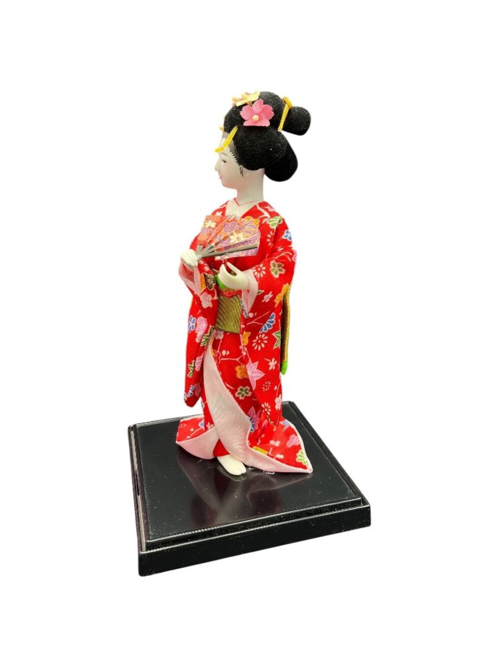 Vintage Japanese Geisha Doll Red Floral Kimono Figurine Japan - Picture 4 of 10